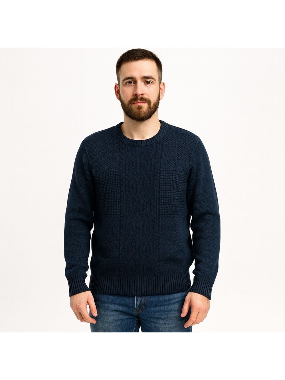 Ben Sherman Blue Knit Sweater Size Large Cable Knit Neutral Casualcore Winter